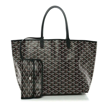 Goyard Saint Louis PM tote bag with front pouch, black coated canvas and top handles