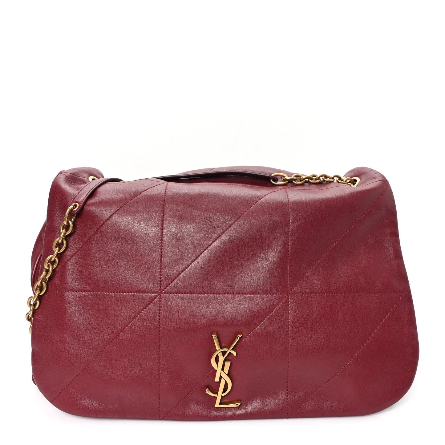 Dark bordeaux lambskin shoulder bag with quilted matelasse and gold YSL monogram