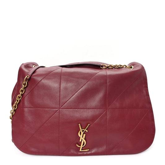 Dark bordeaux lambskin shoulder bag with quilted matelasse and gold YSL monogram