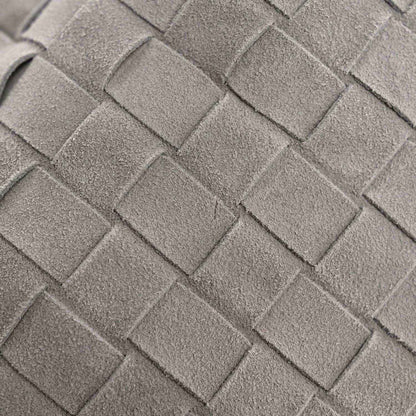 Sterling grey suede intrecciato weave with raised square panels