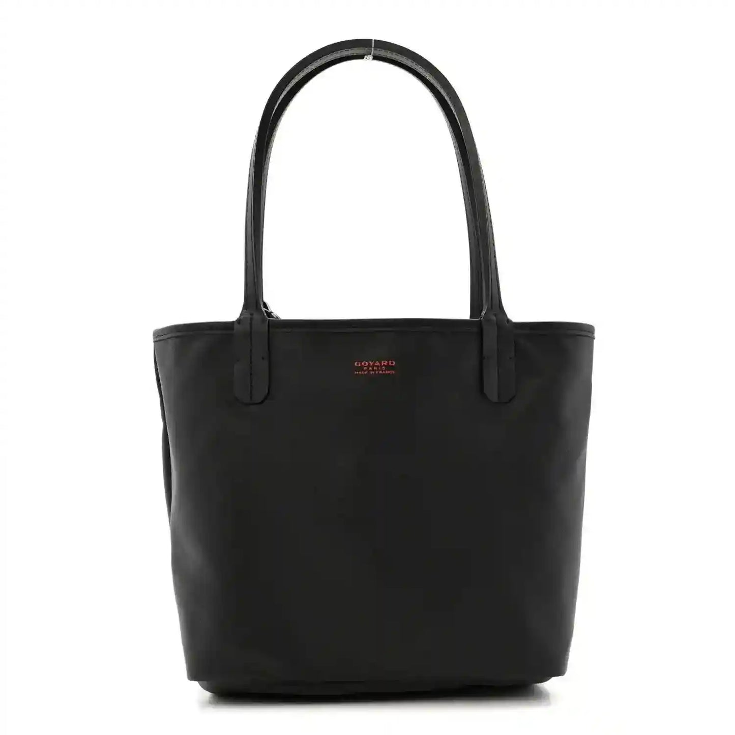 Reversible Goyard mini Anjou tote bag in solid black with leather handles
