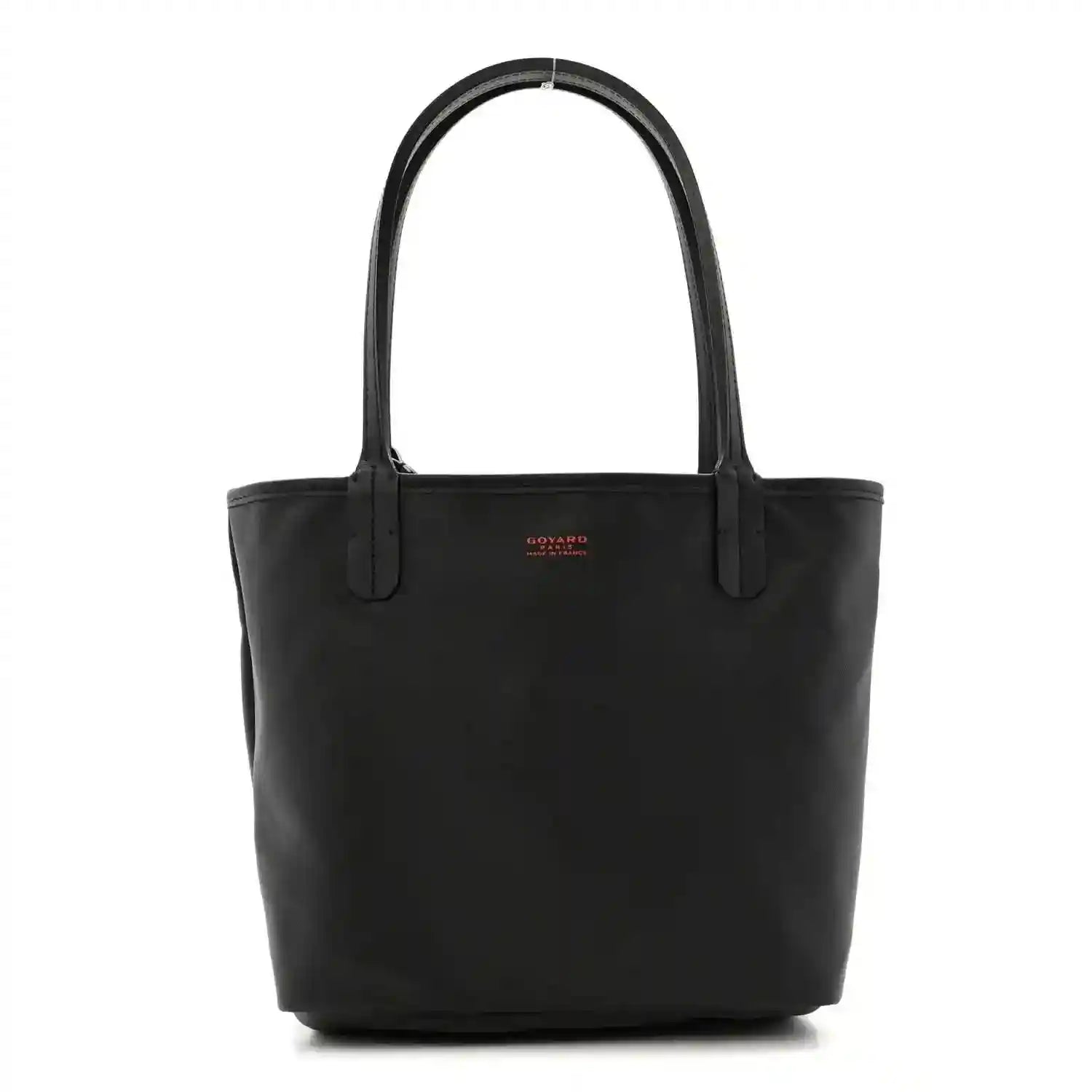 Reversible Goyard mini Anjou tote bag in solid black with leather handles