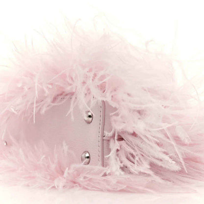 Louis Vuitton mini top-handle bag, pale pink feather trim with metal stud fastener