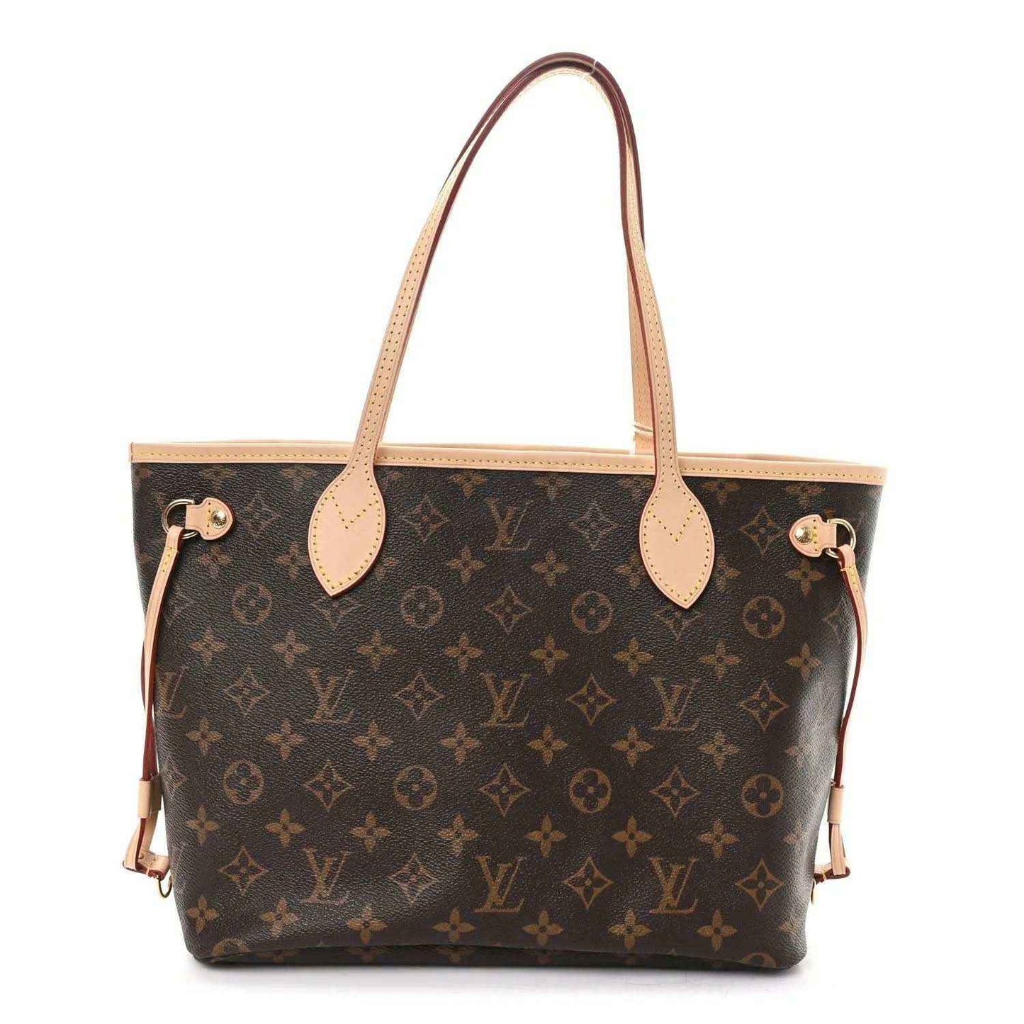 Louis Vuitton monogram canvas tote bag with vachetta leather handles, open top