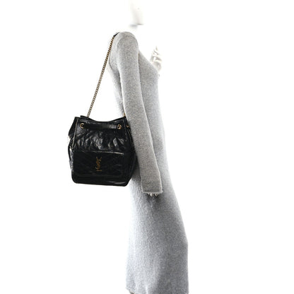 Black matelasse leather tote with YSL monogram and gold shoulder chain strap