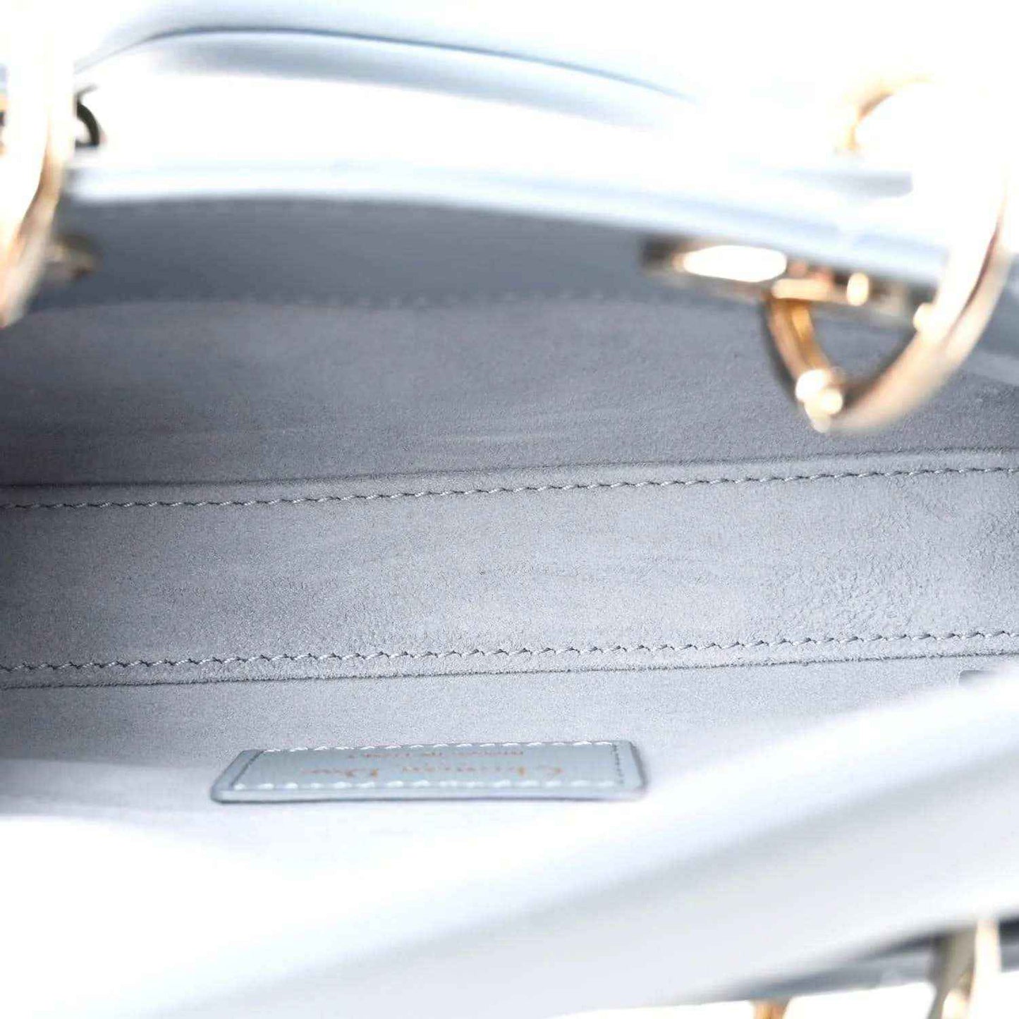 Micro Lady D-Joy interior panel in light blue lambskin with stitched label tab