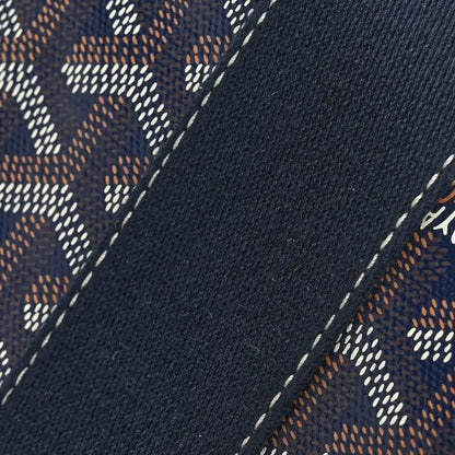 Navy patterned canvas panel with dotted motifs and white contrast stitching