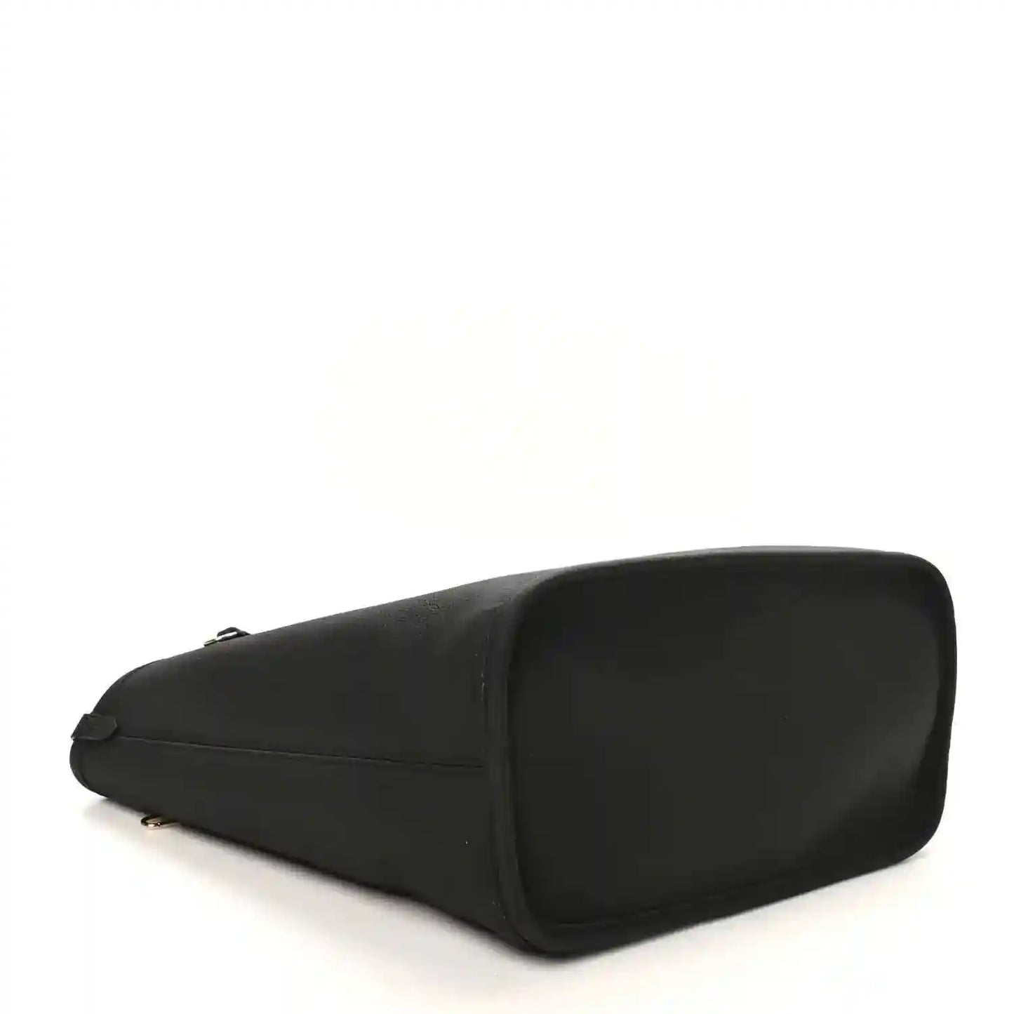 Black tote bag with rounded side profile and top handles