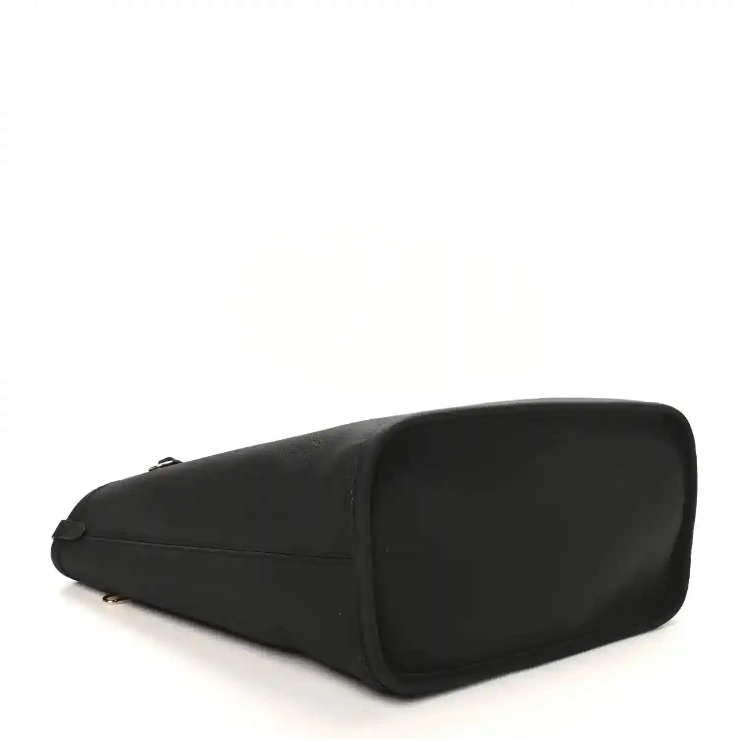 Black tote bag with rounded side profile and top handles