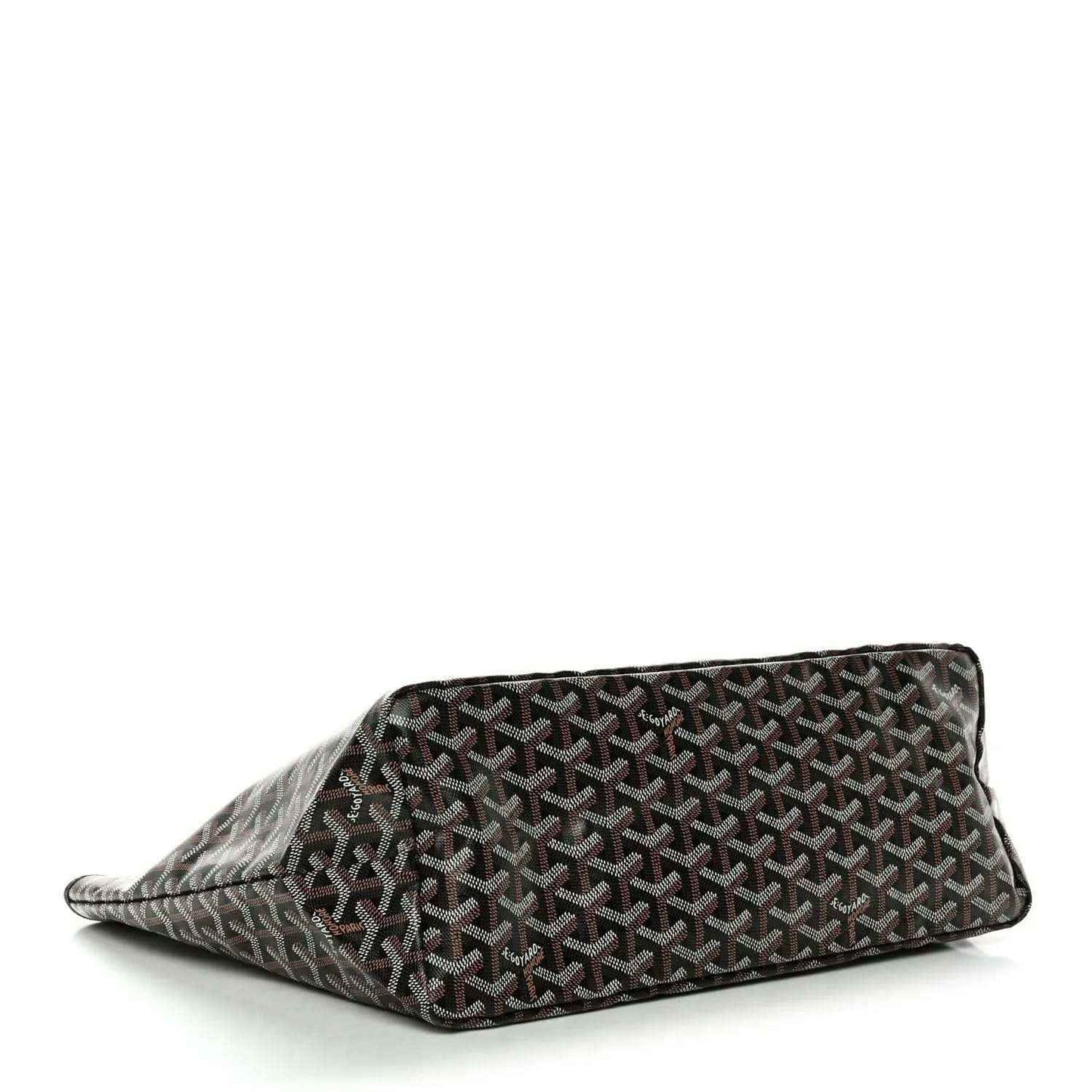 Goyard Saint Louis PM tote bag lying flat, black coated canvas with top handles