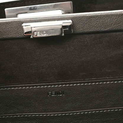 Fendi Peekaboo tote lining and logo stamp with metal turn-lock hardware