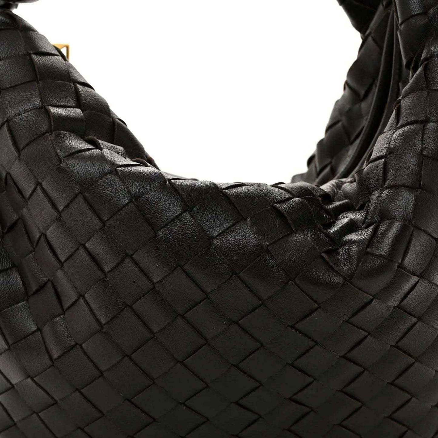 Teen Jodie hobo bag woven nappa leather, black, close-up of handle and weave