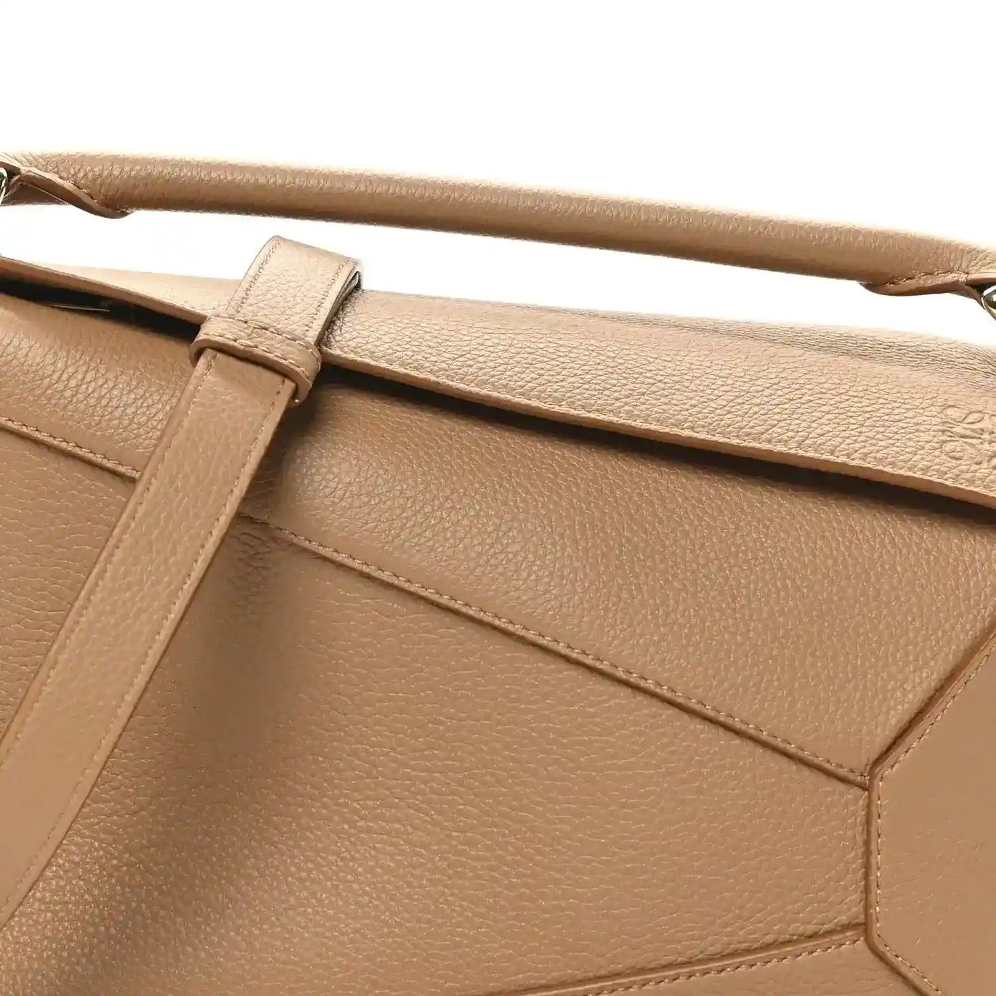 Loewe small Puzzle Edge bag top flap with grained texture and strap tab