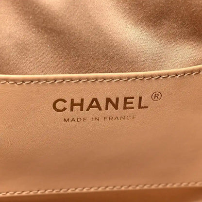 Chanel made in France stamp on dark beige leather lining