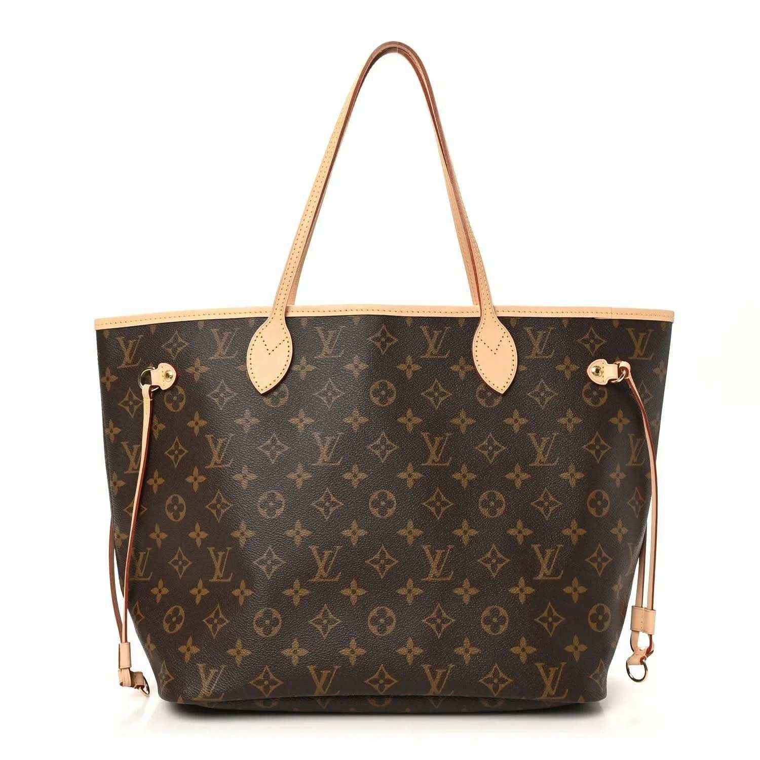 Louis Vuitton monogram tote bag, dark brown canvas with tan leather handles