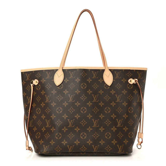 Louis Vuitton monogram tote bag, dark brown canvas with tan leather handles