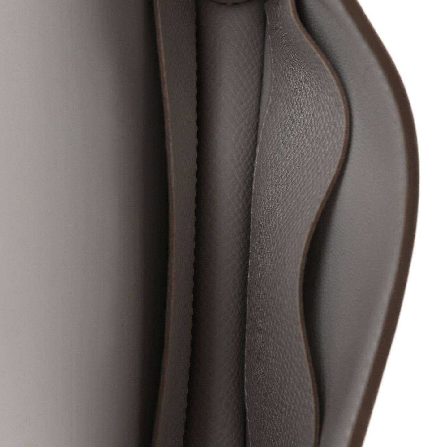 Slim wallet interior lining in gray leather.