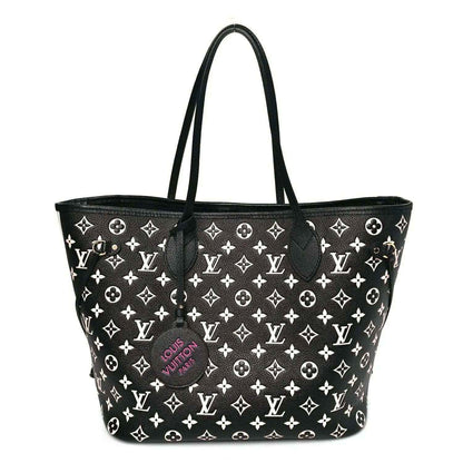 Louis Vuitton Neverfull MM tote with black monogram pattern and top handles