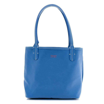 Sky blue mini Anjou tote bag with top handles and smooth side panel