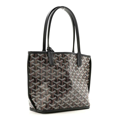 Reversible Goyard mini Anjou tote bag with Goyardine pattern and black top handles