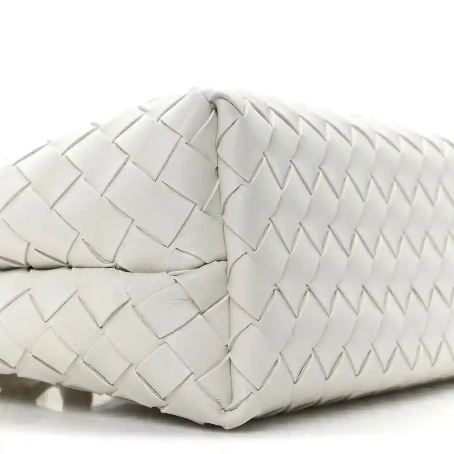 Bottega Veneta Small Andiamo woven nappa leather bag, white with side knot detail