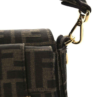 Jacquard baguette bag with front flap pocket, gold-tone clasp and strap