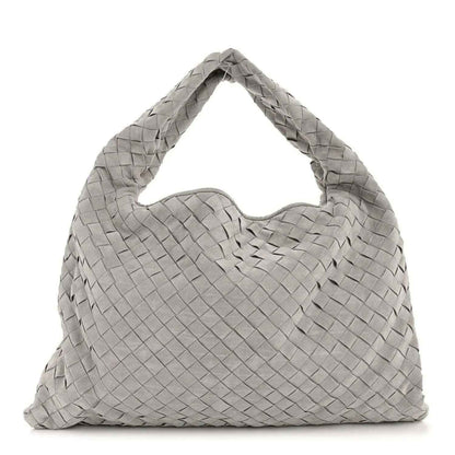 Sterling grey suede intrecciato small hobo bag with braided handle