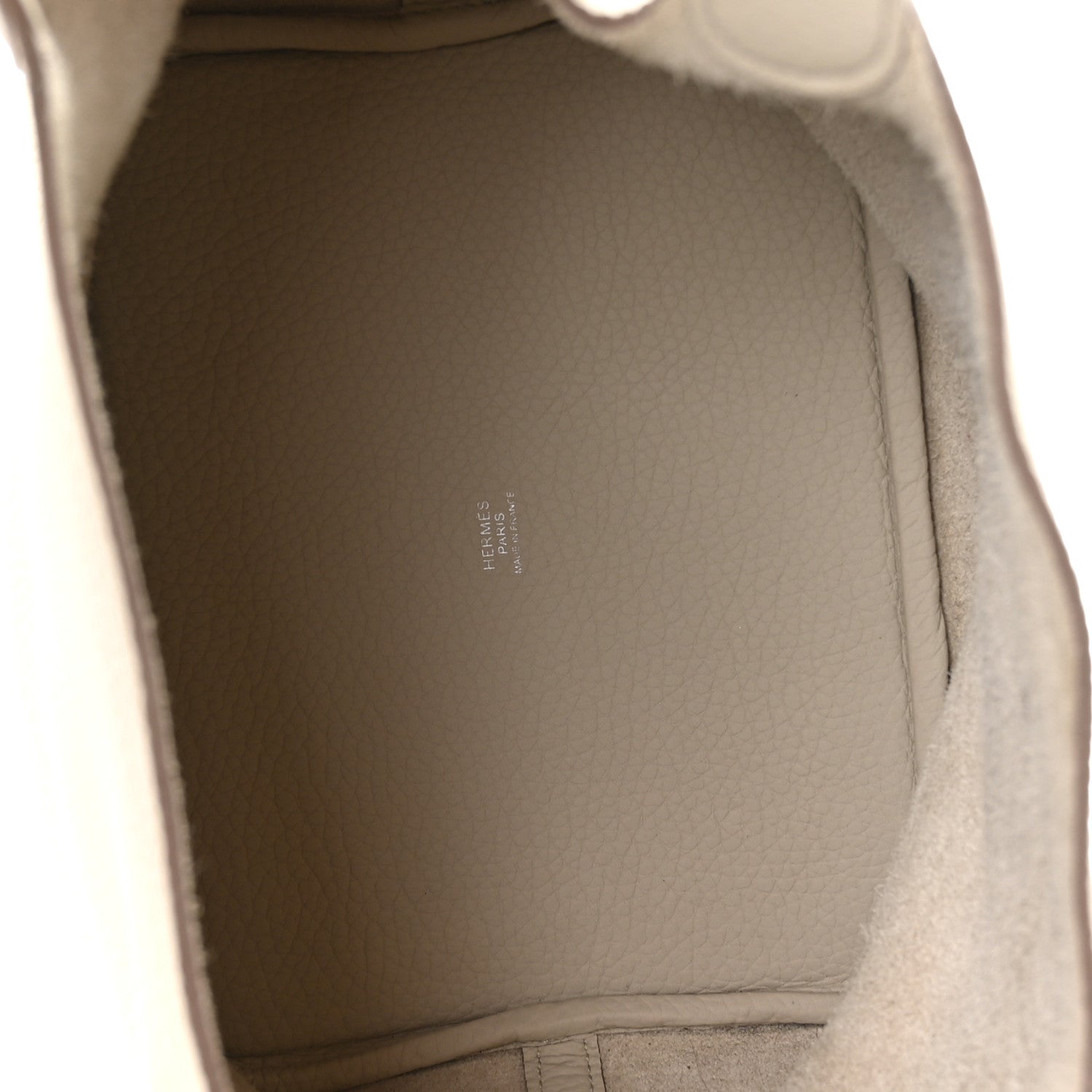 Ivory leather tote bag interior lining