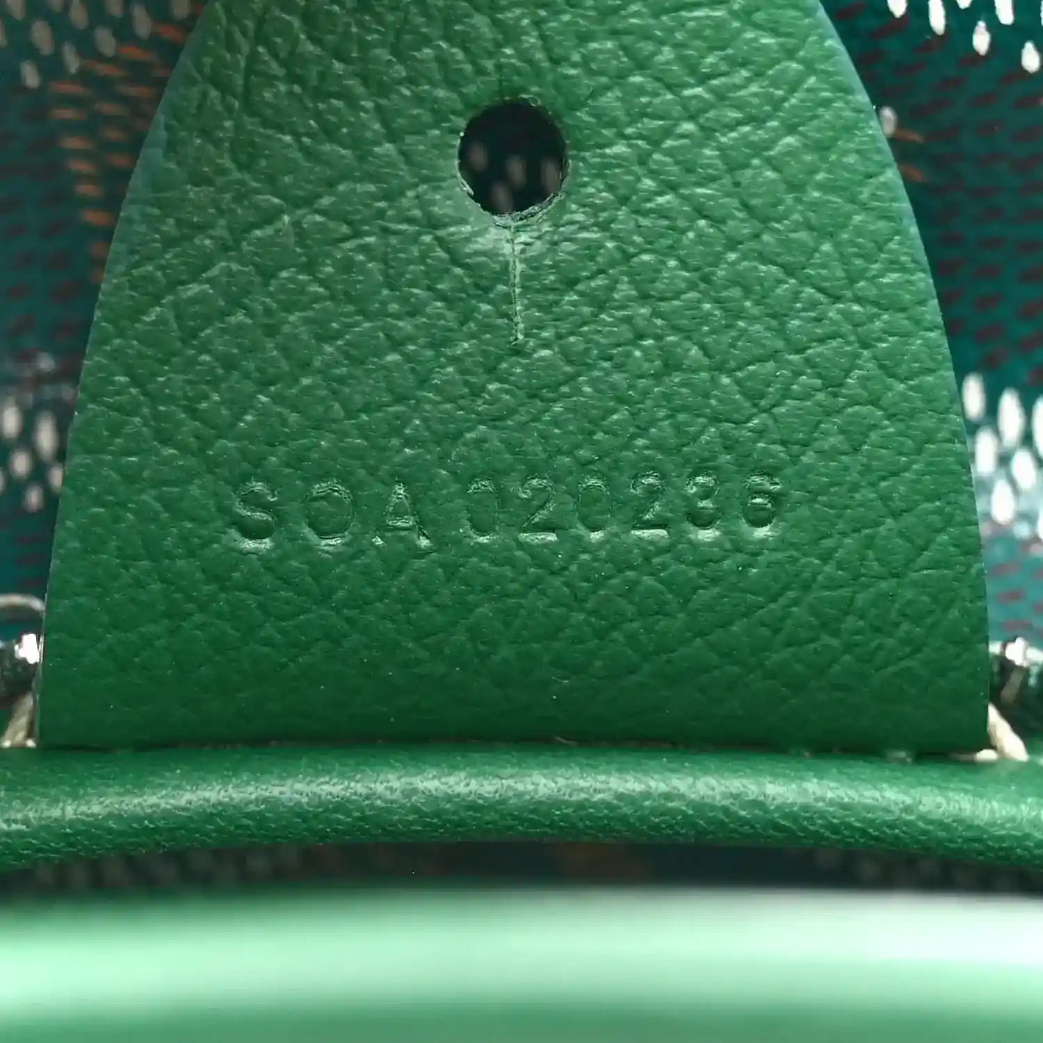 Goyard Artois PM tote bag green leather tag with Goyard Paris branding