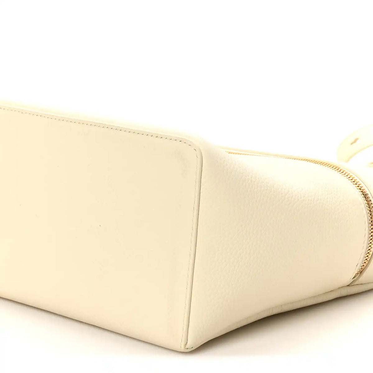 Loro Piana grained calfskin extra pocket pouch in whisper white, corner view