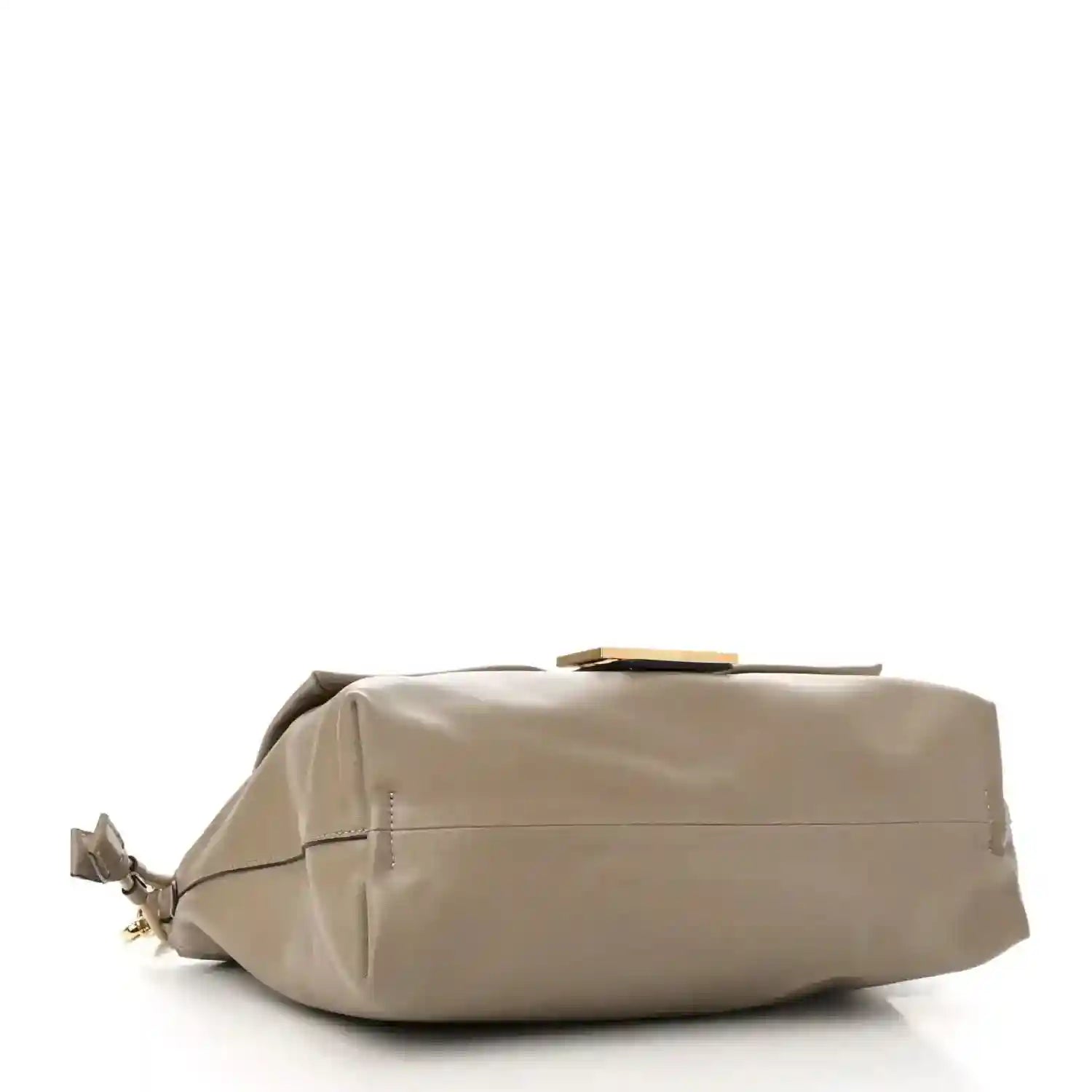 Fendi nappa leather large shoulder bag, tortora beige, side bottom view with hardware