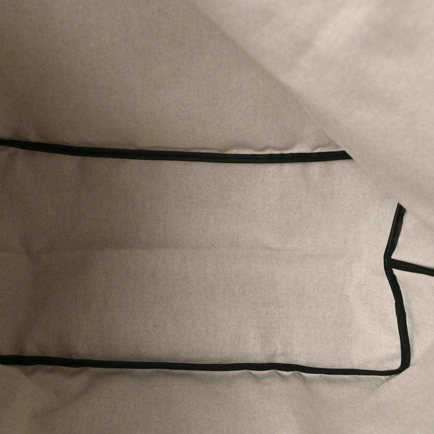 Tote bag interior lining with black piping seam detail