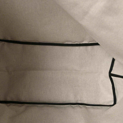Tote bag interior lining with black piping seam detail