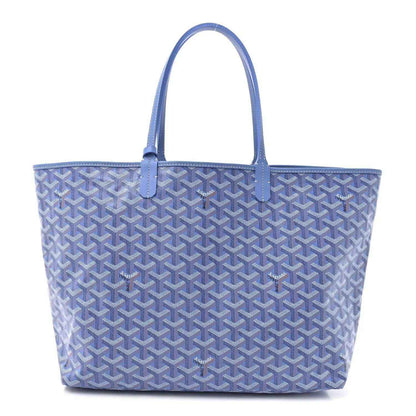 Goyardine tote bag with top handles, blue with repeating Goyardine pattern