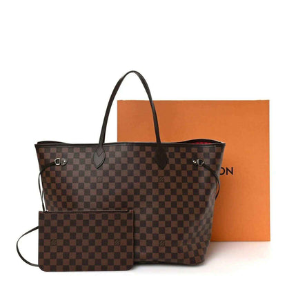 Louis Vuitton Damier Ebene canvas tote bag with leather straps and front pouch