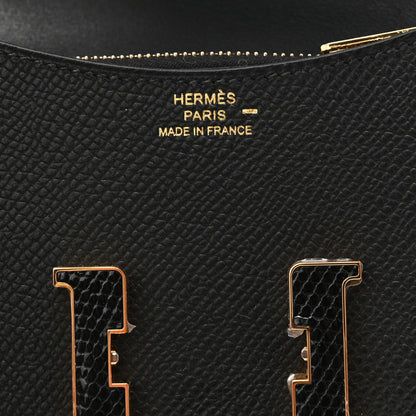 Hermes Paris Made in France stamp with gold H clasp on black leather