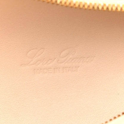 Cream leather pouch with embossed Loro Piana logo