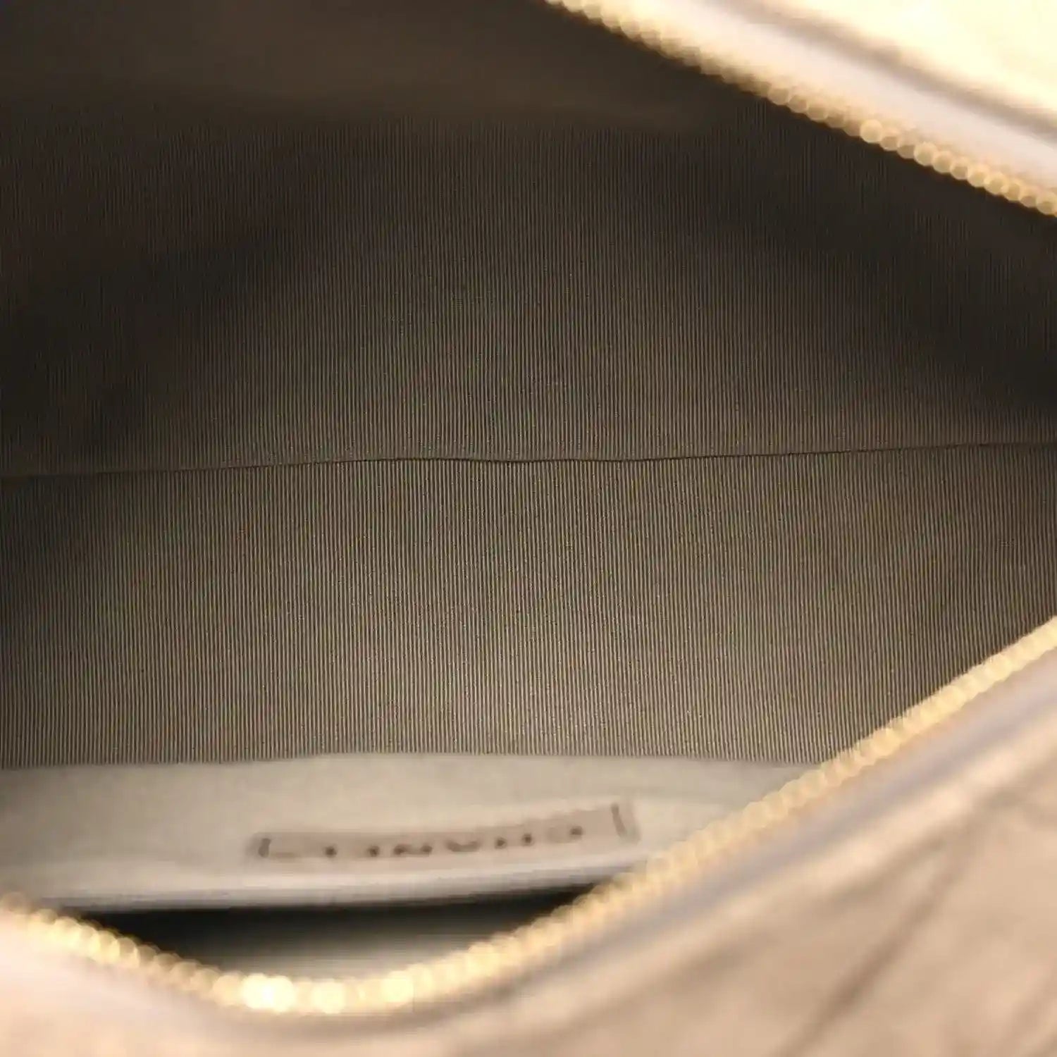 Chanel dark grey suede bowling bag interior lining with zipper opening