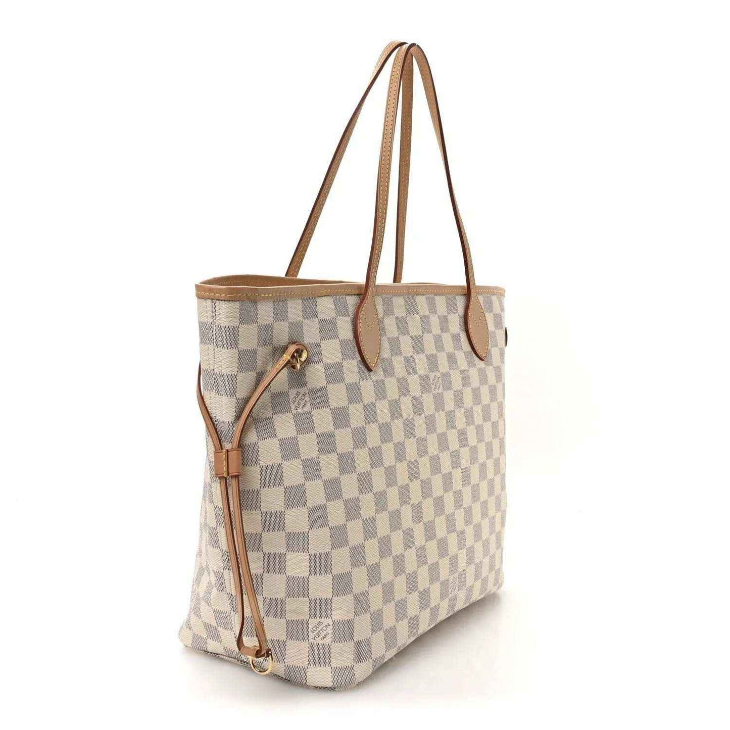 Louis Vuitton Damier Azur Neverfull MM tote bag with front pocket and top handles