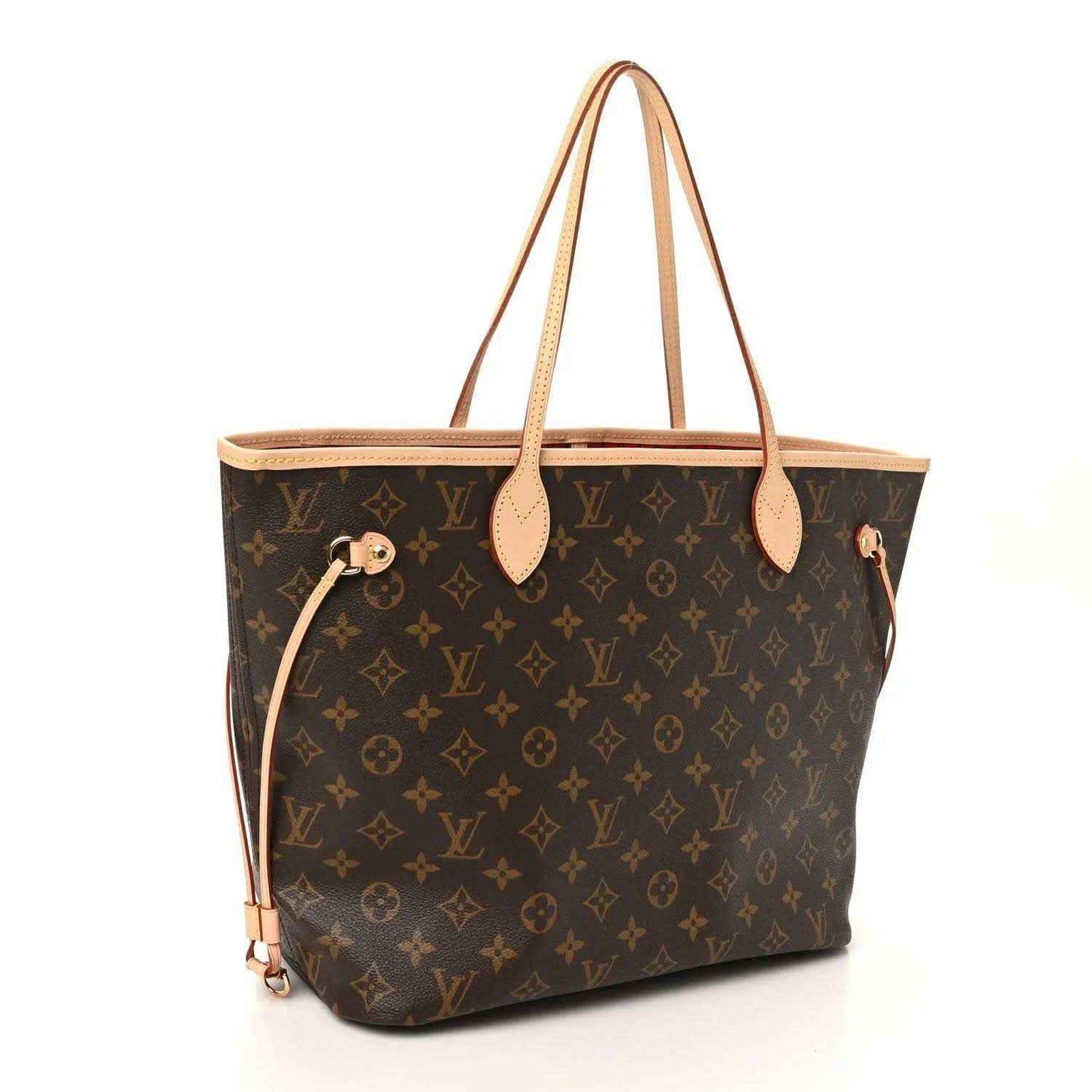 Louis Vuitton monogram tote bag, dark brown canvas with tan leather handles and trim