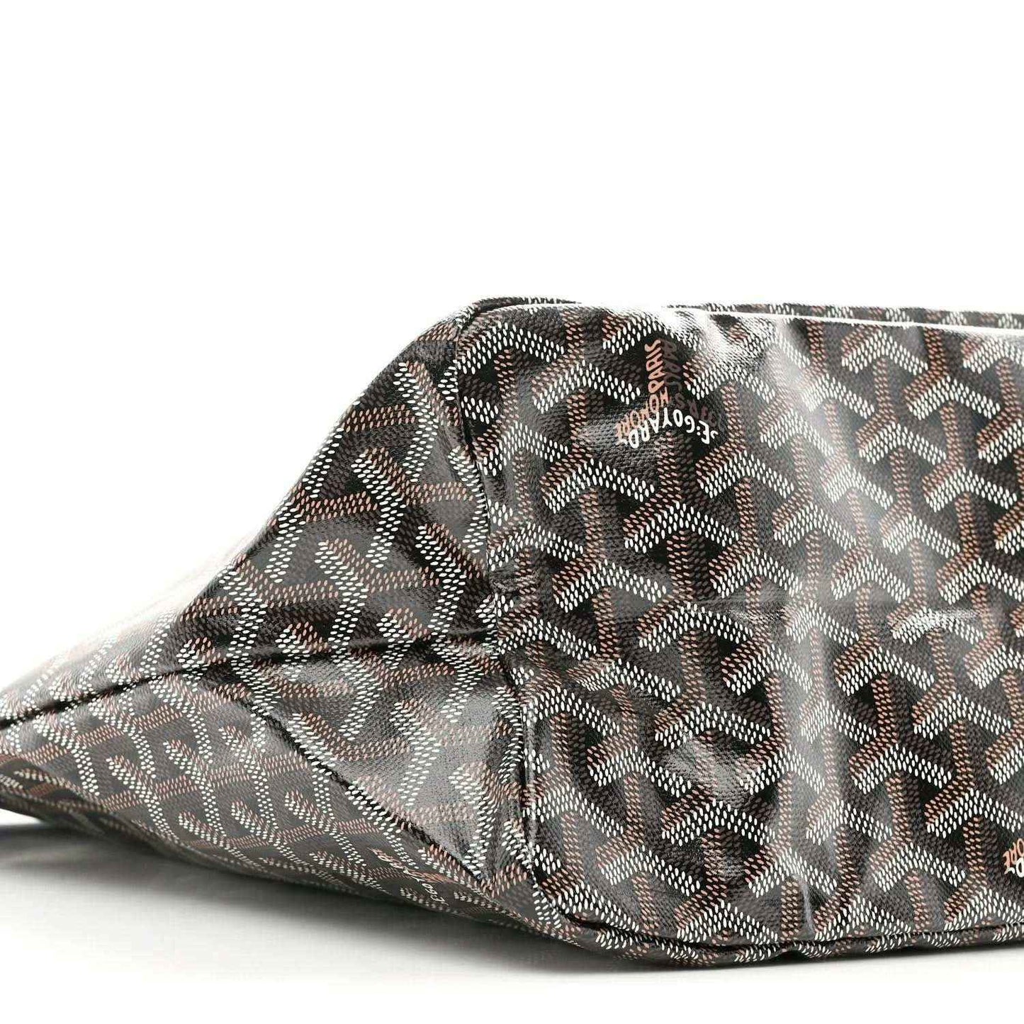 Goyard tote bag PM, patterned canvas with stitched trim, top edge and folds