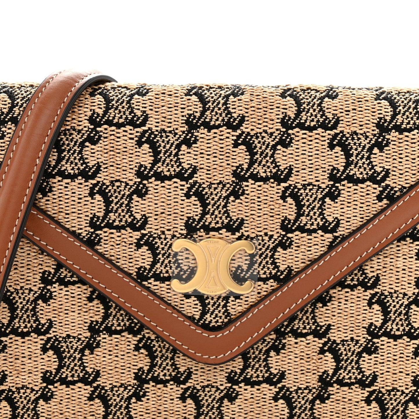 Jacquard Triomphe wallet with gold-tone logo clasp and brown leather trim