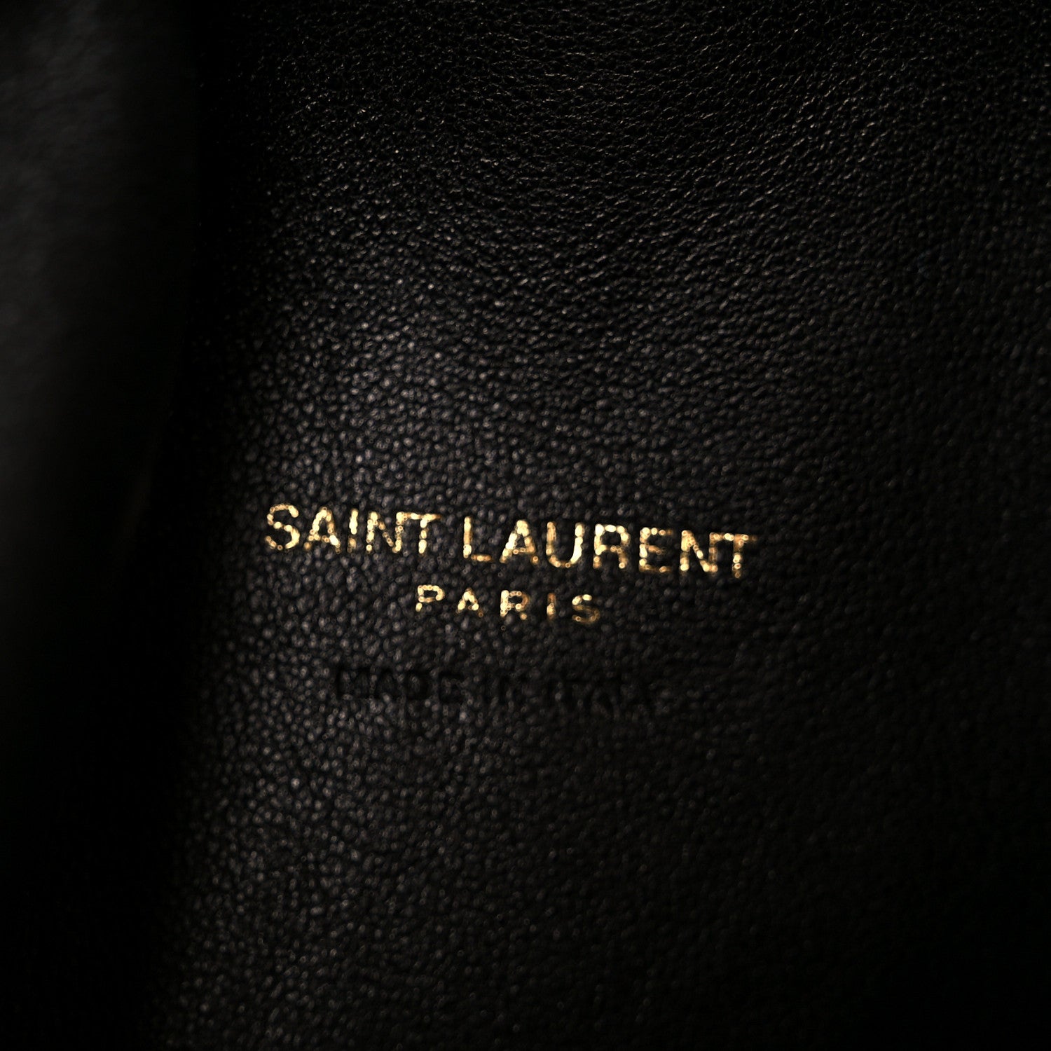 Suede tote bag lining with Saint Laurent Paris logo text