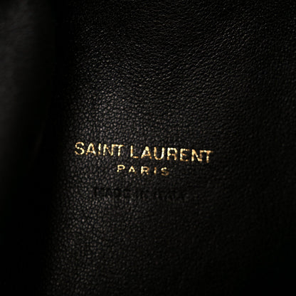 Suede tote bag lining with Saint Laurent Paris logo text