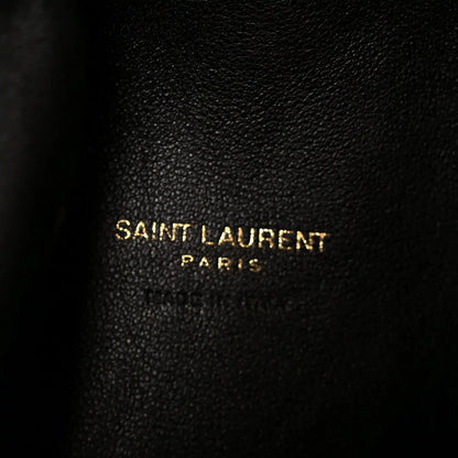 Suede tote bag lining with Saint Laurent Paris logo text