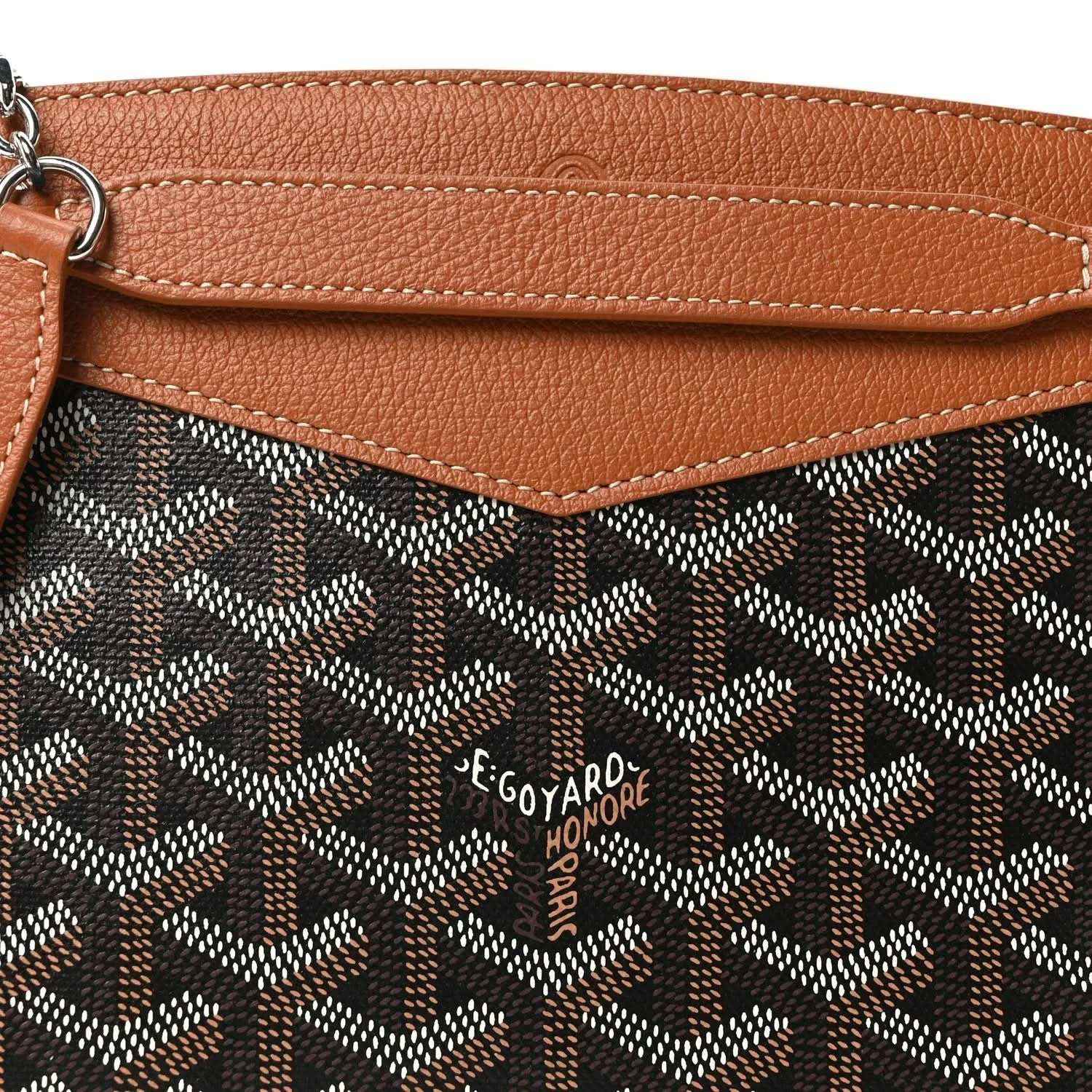 Mini tote bag interior lining with dark monogram pattern and central GOYARD logo