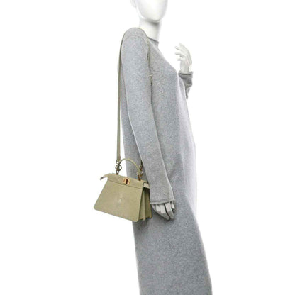 Fendi light green satchel with detachable mini charm pouch on side