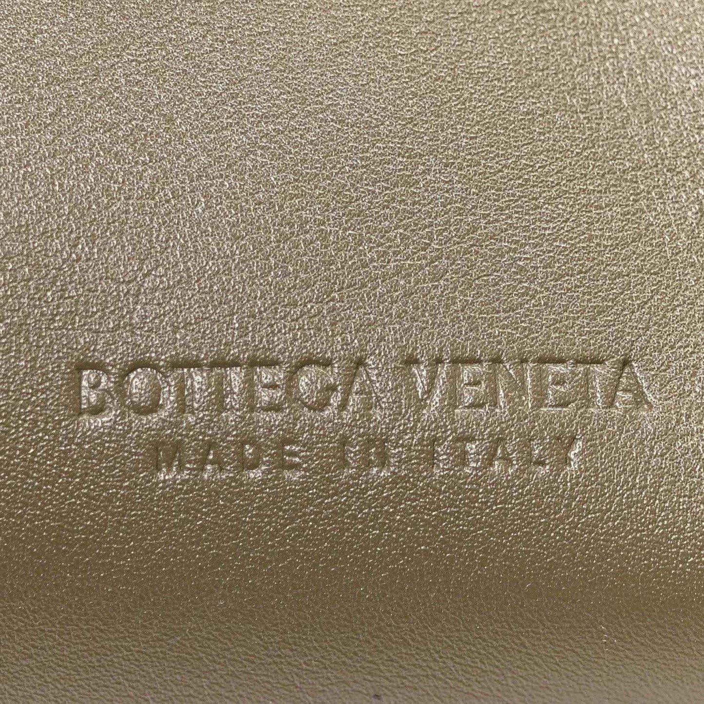 Bottega Veneta embossed logo on cypress calfskin leather