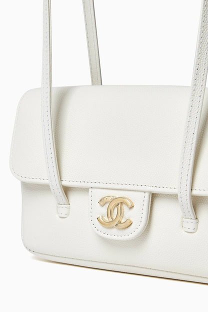 Grainy Shiny Calfskin Flap Bag