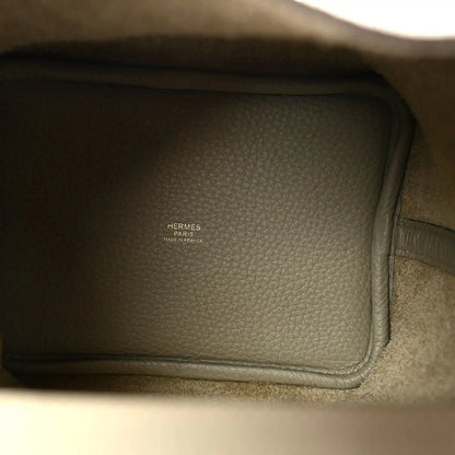 Sauge leather tote bag interior pocket panel with visible stitching